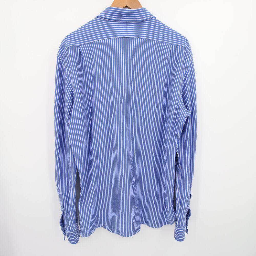 Polo Ralph Lauren Button Down Shirt Blue White Striped Long Sleeve Slim Fit 17 - Picture 10 of 10